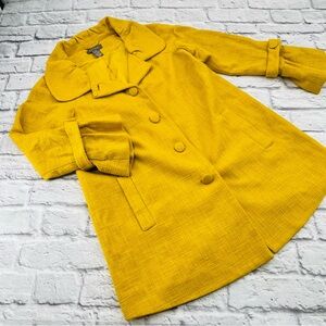 Kenar Mustard Yellow Size 4 Trench Coat 3/4 Length Textured